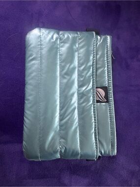 THINK ROYLN Metallic Teal Quilted Zip Pouch
